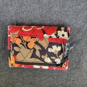 Vera Bradley Bittersweet Euro Wallet Quilted Floral Black Red Gold Retro Colorfu
